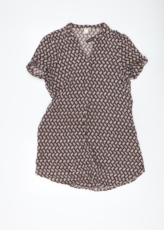 H&M Women's Geometric Black Blouse Size 8 Viscose