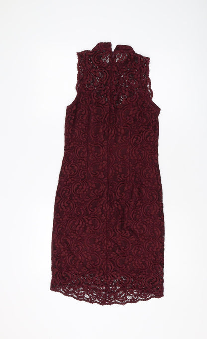 Miss Selfridge Women's Red Lace Sheath Dress Size 8