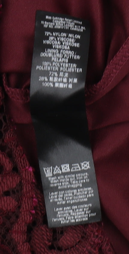 Miss Selfridge Women's Red Lace Sheath Dress Size 8