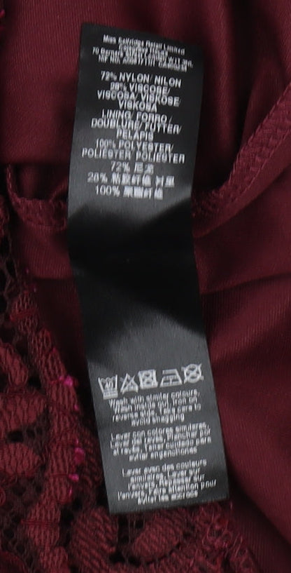 Miss Selfridge Women's Red Lace Sheath Dress Size 8