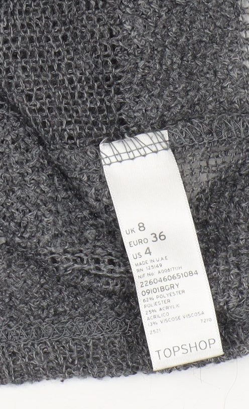 Womens UK Size 8 Topshop Grey Pullover Jumper