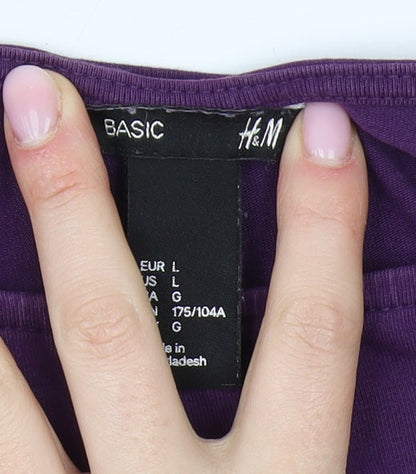 H&M Women's Purple Shift Dress L Casual Boat Neck