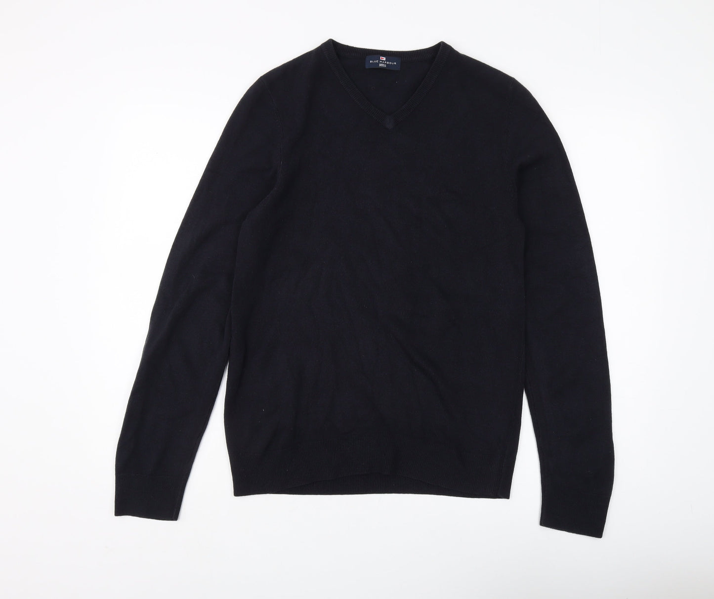 Marks and Spencer Men's Black V-Neck Jumper - Size S