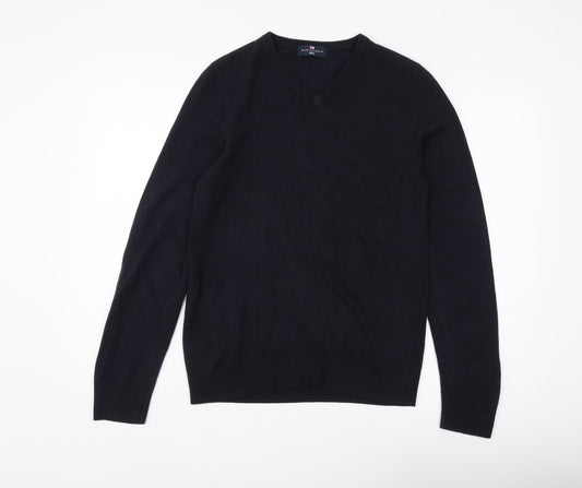 Marks and Spencer Men's Black V-Neck Jumper - Size S