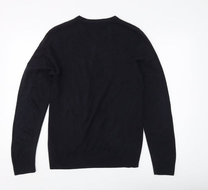 Marks and Spencer Men's Black V-Neck Jumper - Size S