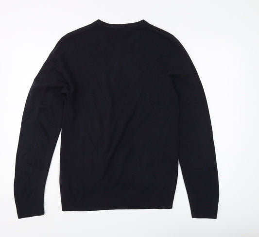 Marks and Spencer Men's Black V-Neck Jumper - Size S