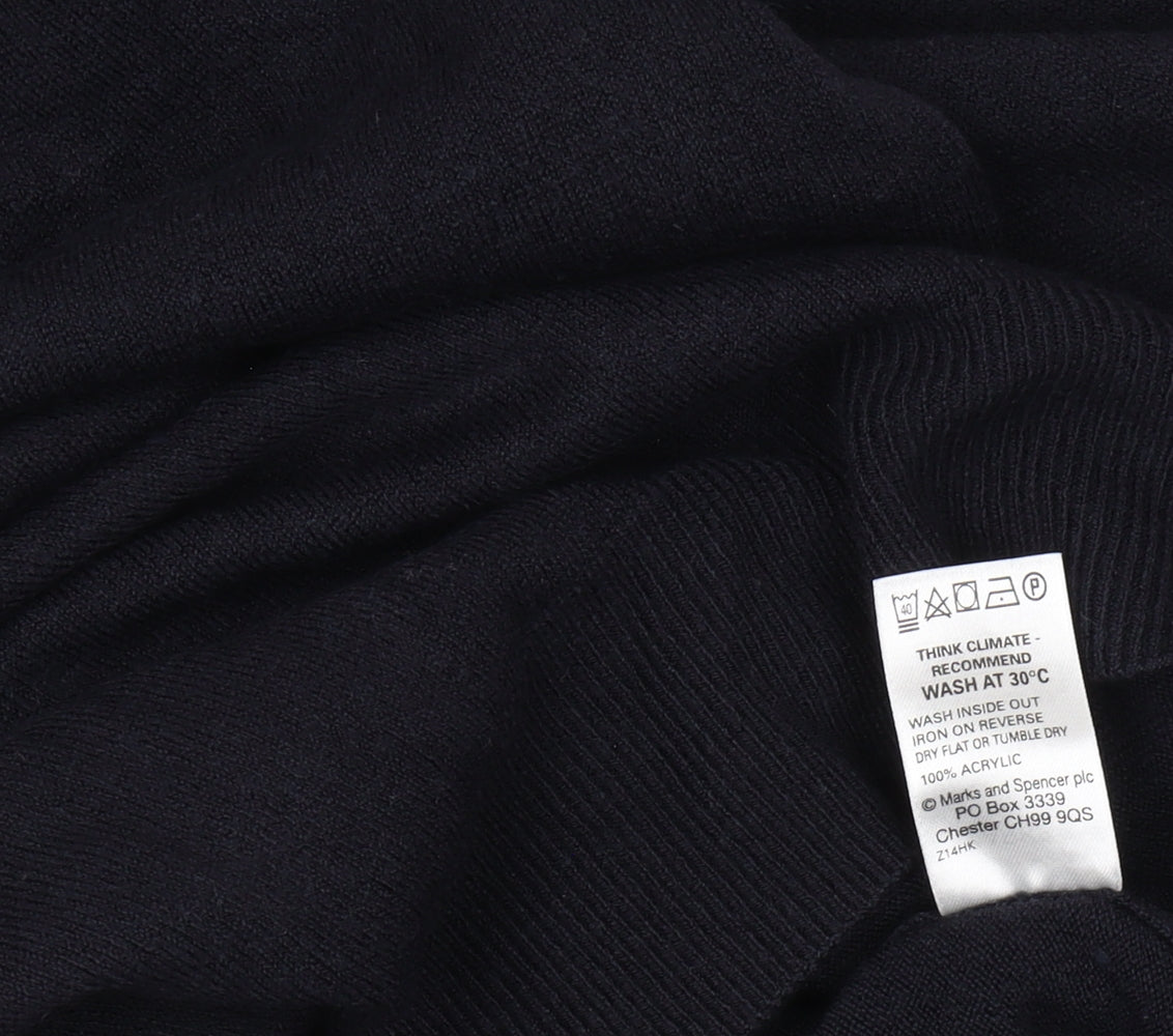 Marks and Spencer Men's Black V-Neck Jumper - Size S