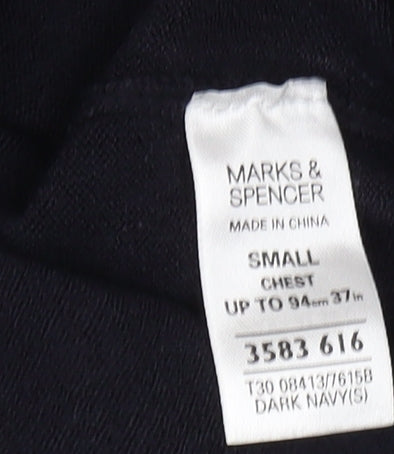 Marks and Spencer Men's Black V-Neck Jumper - Size S