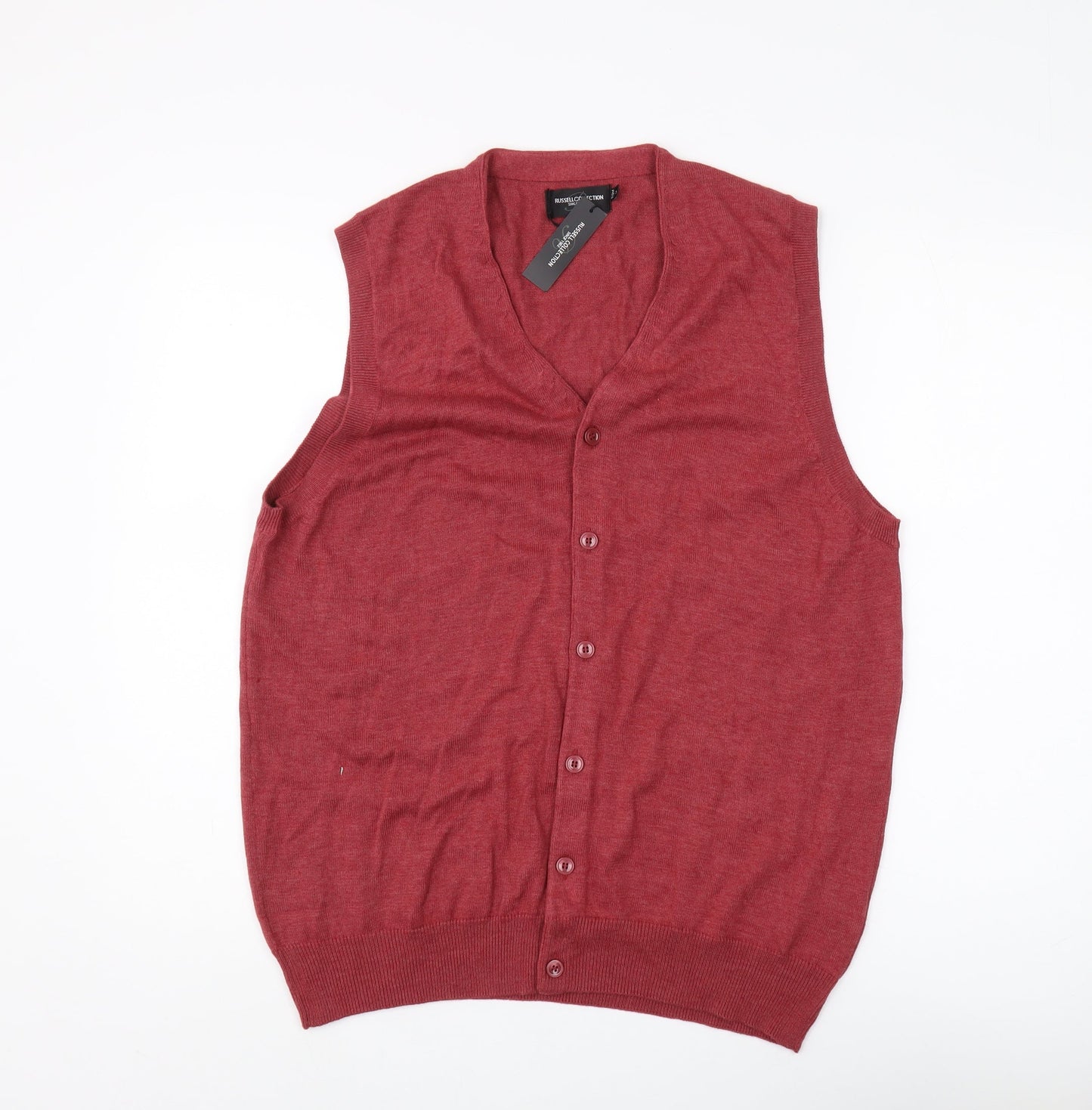 Russell Collection Men's Red Vest, Medium, Buttoned Casual