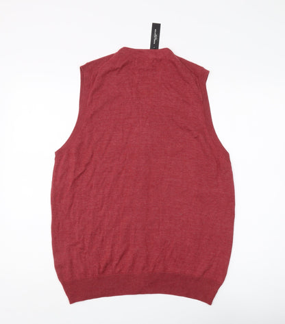 Russell Collection Men's Red Vest, Medium, Buttoned Casual