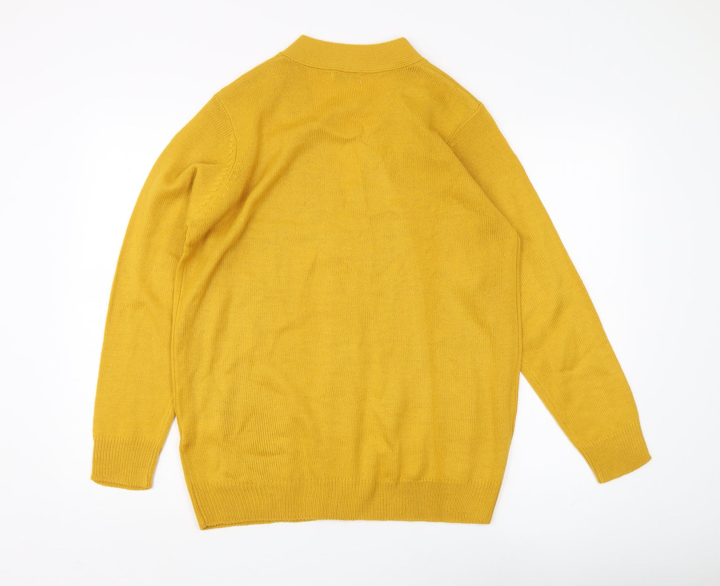 Damart Women's Yellow Cardigan M V-Neck Long Sleeve