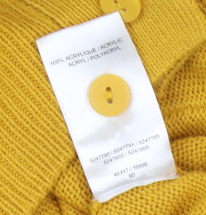 Damart Women's Yellow Cardigan M V-Neck Long Sleeve