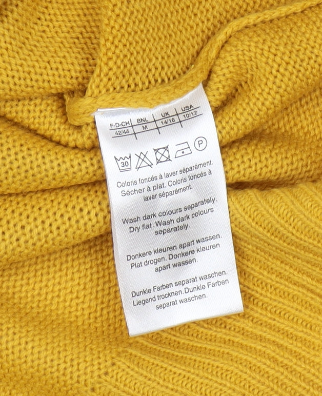 Damart Women's Yellow Cardigan M V-Neck Long Sleeve