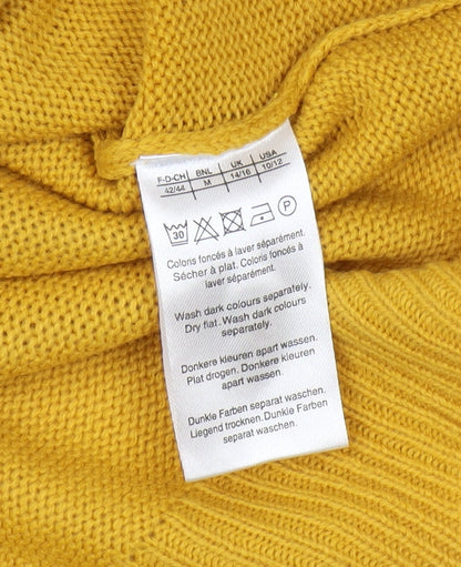 Damart Women's Yellow Cardigan M V-Neck Long Sleeve