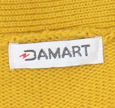 Damart Women's Yellow Cardigan M V-Neck Long Sleeve