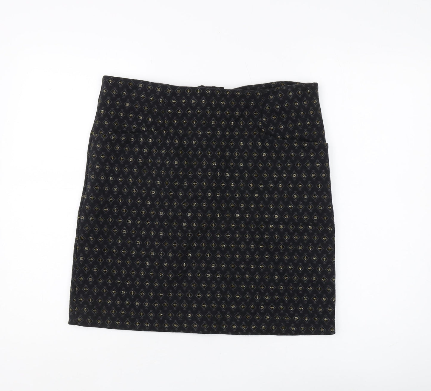 Fat Face Women's Black Geometric Pencil Skirt, Size 12