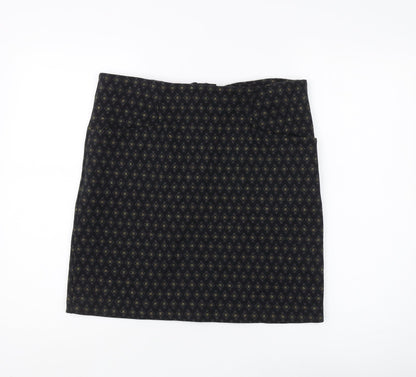 Fat Face Women's Black Geometric Pencil Skirt, Size 12
