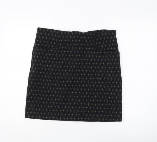 Fat Face Women's Black Geometric Pencil Skirt, Size 12