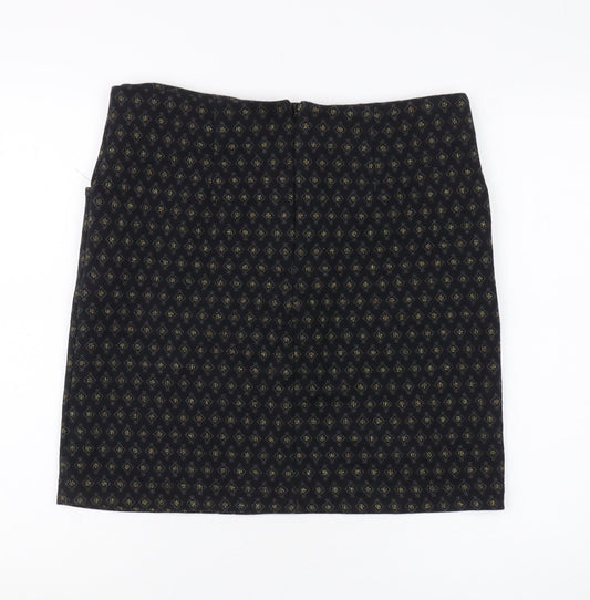 Fat Face Women's Black Geometric Pencil Skirt, Size 12
