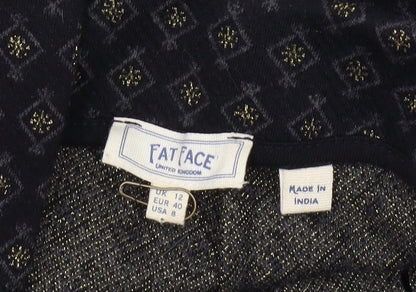 Fat Face Women's Black Geometric Pencil Skirt, Size 12