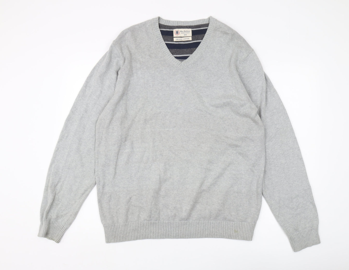 Marks and Spencer Men's Grey V-Neck Pullover Jumper