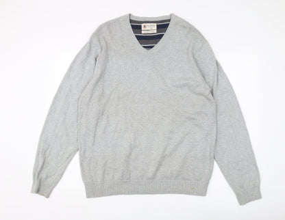 Marks and Spencer Men's Grey V-Neck Pullover Jumper