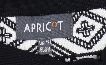 Apricot Women's Black Geometric Knee Length Skirt