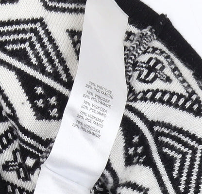 Apricot Women's Black Geometric Knee Length Skirt