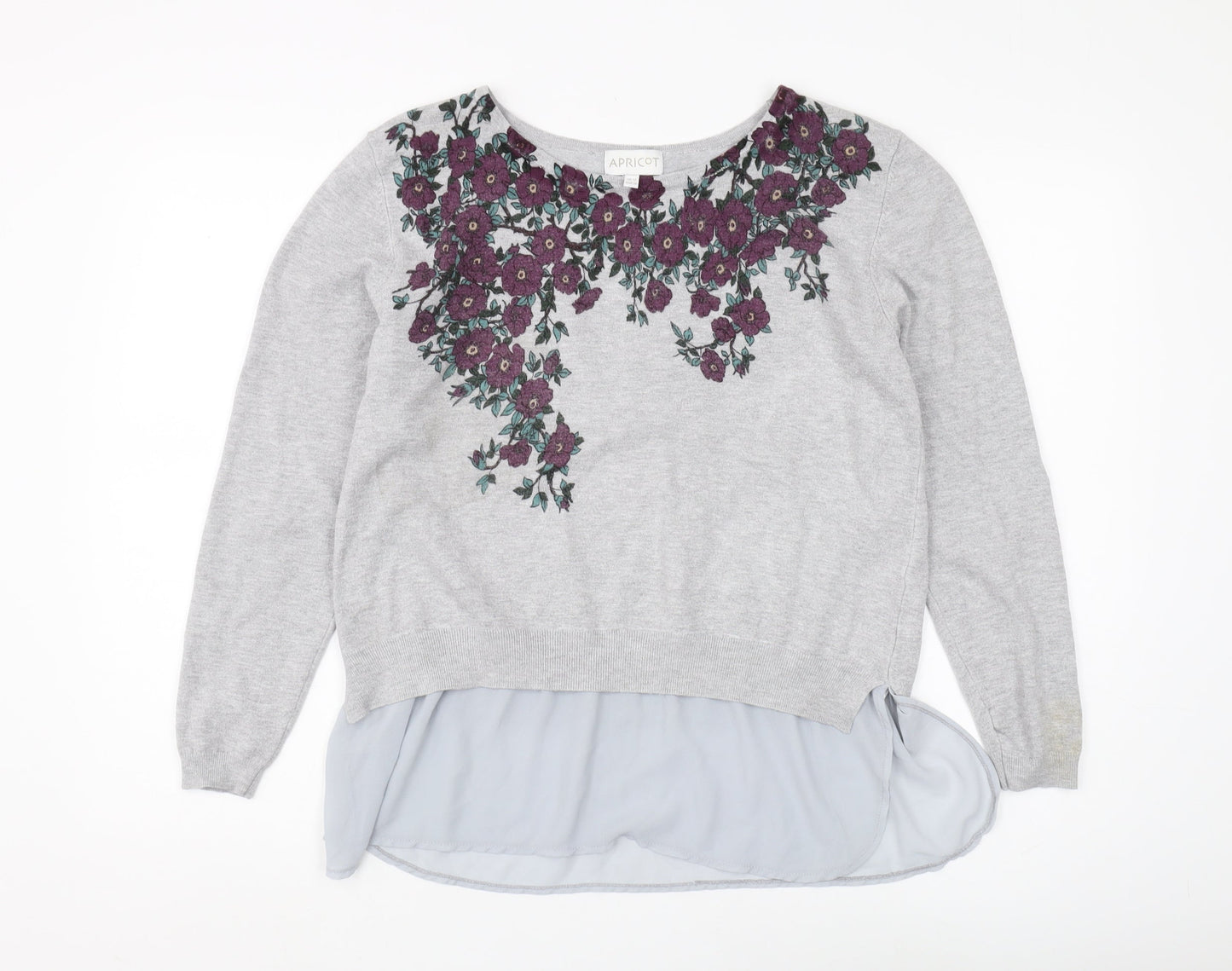 Apricot Women's Grey Floral Embroidered Pullover Size 12