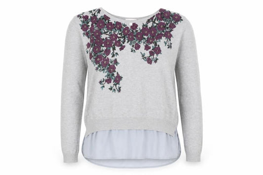 Womens UK Size 12 Apricot Grey Pullover Jumper