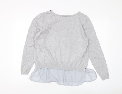 Apricot Women's Grey Floral Embroidered Pullover Size 12