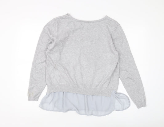 Apricot Women's Grey Floral Embroidered Pullover Size 12