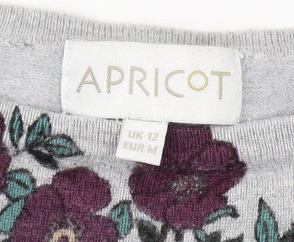 Apricot Women's Grey Floral Embroidered Pullover Size 12