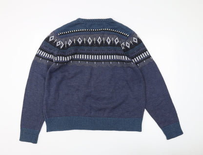 Lee Cooper Men's Blue Geometric Knit Pullover - XL