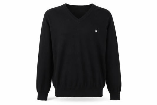 Vintage King Men's Black V-Neck Pullover Jumper L