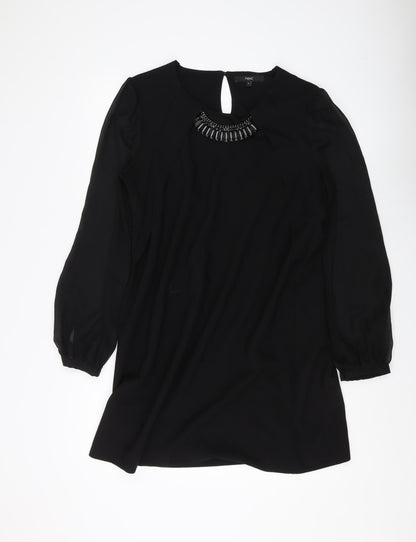 Next Women's Black Beaded Long Sleeve Dress UK 10-12