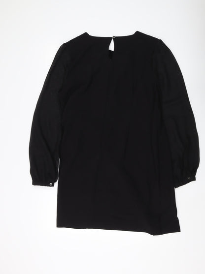 Next Women's Black Beaded Long Sleeve Dress UK 10-12
