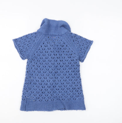 John Lewis Girls Blue Knit Cardigan, Size 6, Short Sleeve