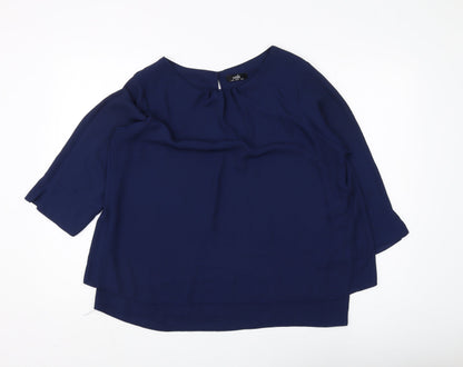 Wallis Women's Blue Blouse Size 14 3/4 Sleeve Casual
