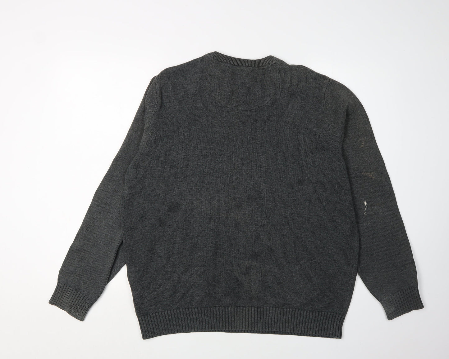 Maine New England Men's Grey V-Neck Pullover Jumper L