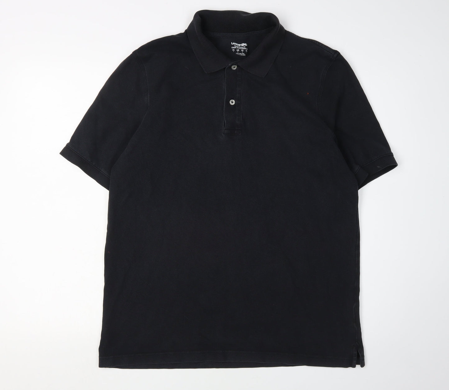 Lands' End Men's Black Polo Shirt M Casual Short Sleeve