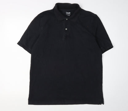 Lands' End Men's Black Polo Shirt M Casual Short Sleeve