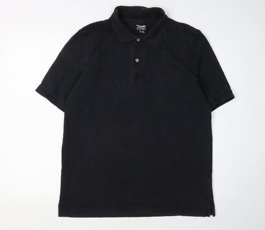 Lands' End Men's Black Polo Shirt M Casual Short Sleeve