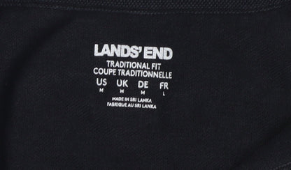 Lands' End Men's Black Polo Shirt M Casual Short Sleeve