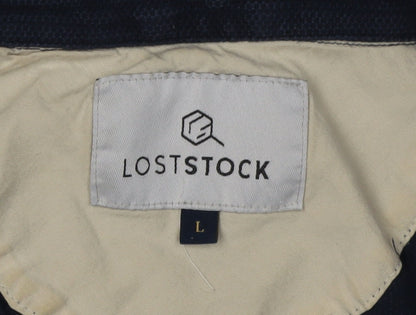 Lost Stock Men's Blue Polo Shirt - L, Short Sleeve, Cotton