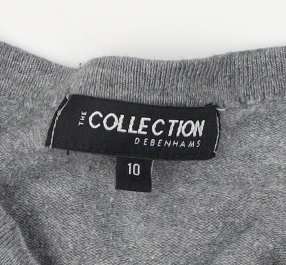 Womens UK Size 10 Debenhams Grey Cardigan Jumper