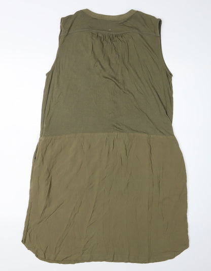 MNG Collection Green Sleeveless Shirt Dress Size L