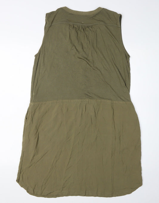 MNG Collection Green Sleeveless Shirt Dress Size L