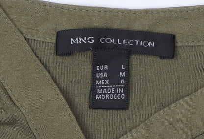 MNG Collection Green Sleeveless Shirt Dress Size L