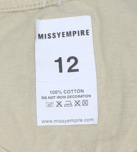 MissyEmpire Women's Beige T-Shirt Size 12